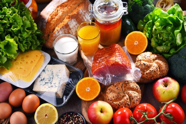istock Assorted organic food products on the table 1303289240