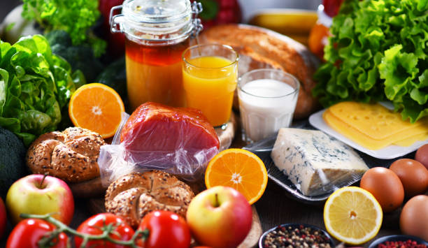 istock Assorted organic food products on the table 1303289279