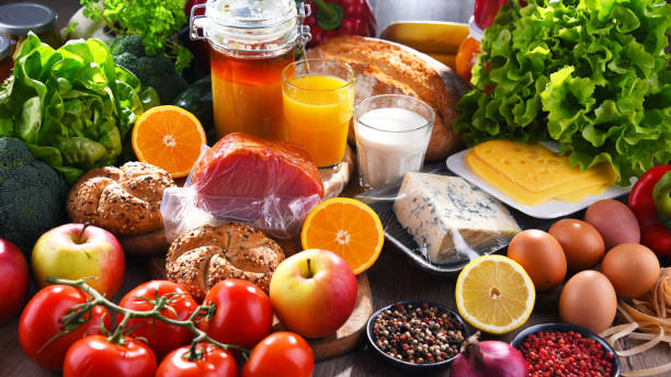 istock Assorted organic food products on the table 1303289393
