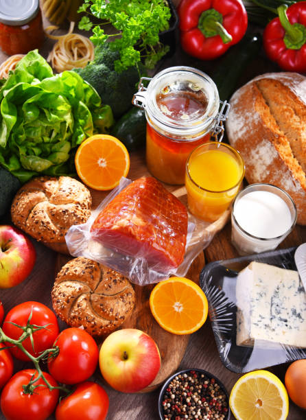 istock Assorted organic food products on the table 1303289418