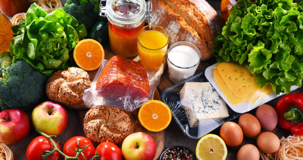 istock Assorted organic food products on the table 1303289446