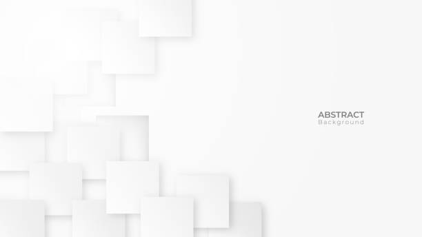 abstrakcyjne tło z nowoczesnego kwadratowego wzoru 3d. biała i szara geometryczna tekstura. ilustracja wektorowa - white abstract background stock illustrations