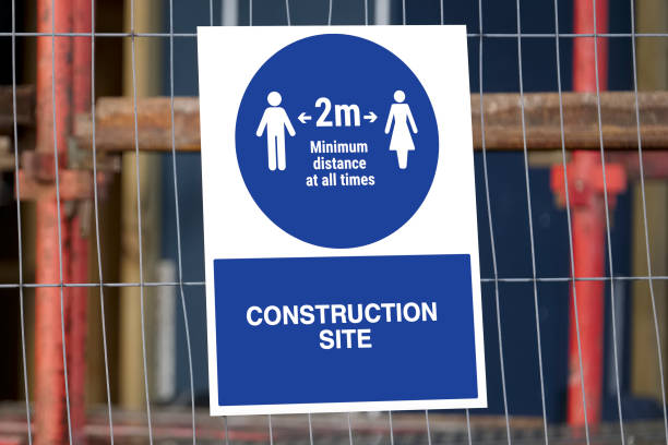istock Construction building site Covid-19 health and safety sign 1303290247