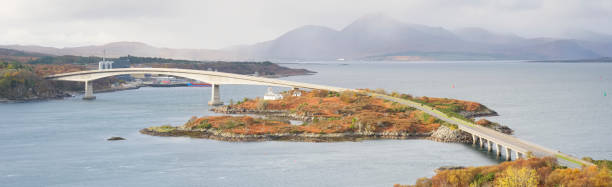 istock Skye Bridge over Loch Alsh at Kyleakin during autumn from above 1303290546