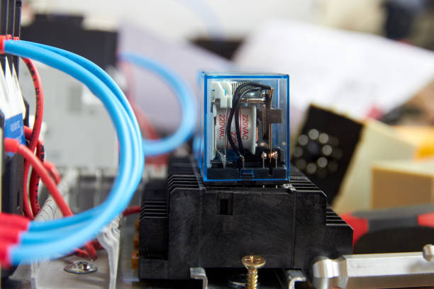 istock selective focus of electrical relay installed on the contact panel in the control cabinet 1303293065