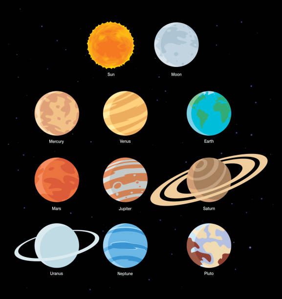 태양계 - 기체 물리 구조 stock illustrations