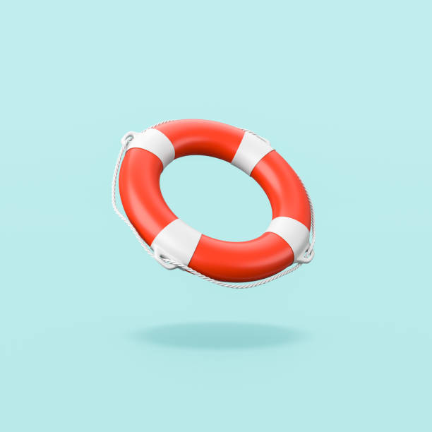 istock Lifebelt Isolated on Blue Background 1303294349