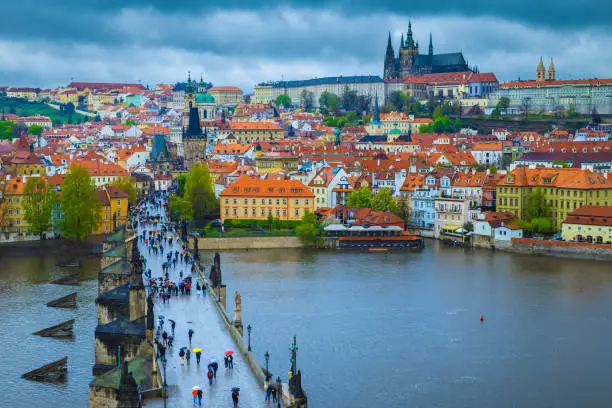 Photo of Fantastic walkway on the old Charles bridge, Prague, Czech Republic