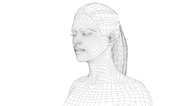 istock Wireframe portrait of a young beautiful girl 1303296492