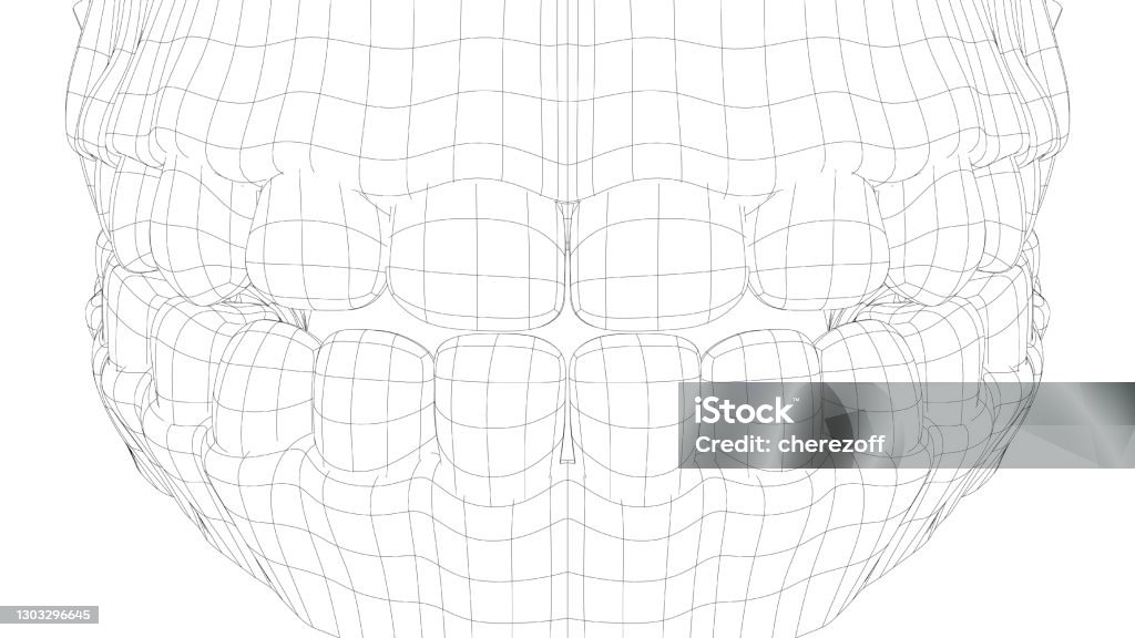 Teeth Frame Wireframe 3d Teeth Close Up Stock Illustration - Download Image Now ...