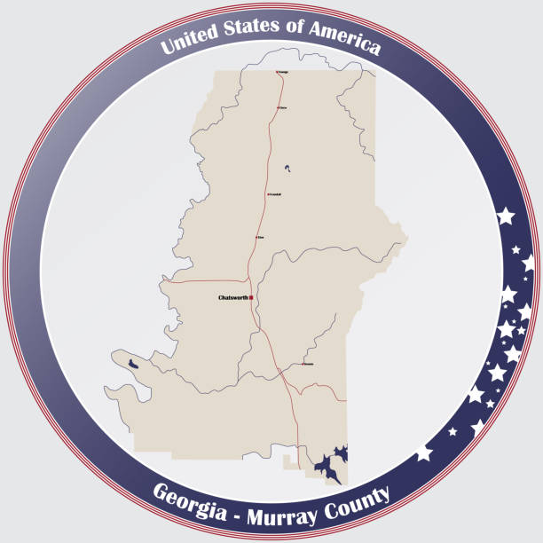 ilustraciones, imágenes clip art, dibujos animados e iconos de stock de mapa del condado de murray en georgia - lake murray