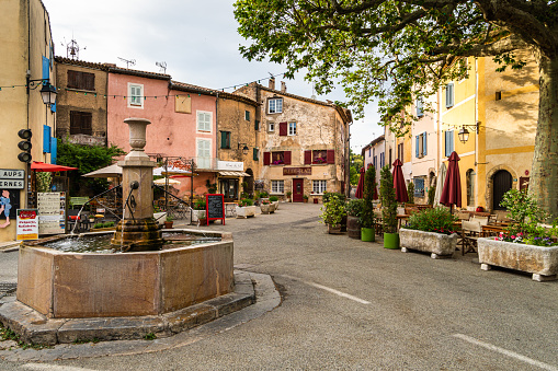 Tourtour, France - June 23 2019:Traditional houses in the tourtour village in Provence, Var department in France