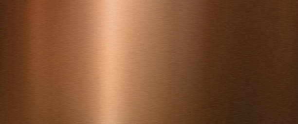 Brushed copper metallic surface Shiny brushed copper metallic surface. Horizontal background mit space for text. Top view. copper wall stock pictures, royalty-free photos & images