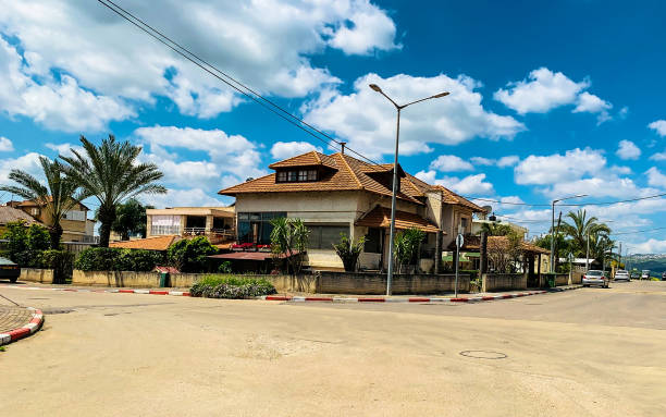 typical residential building in kfar kama - circassian village in israel - circassian imagens e fotografias de stock