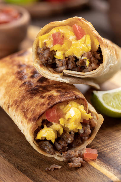 istock Breakfast Burritos With Egg, Sausage and Tomato 1303309866