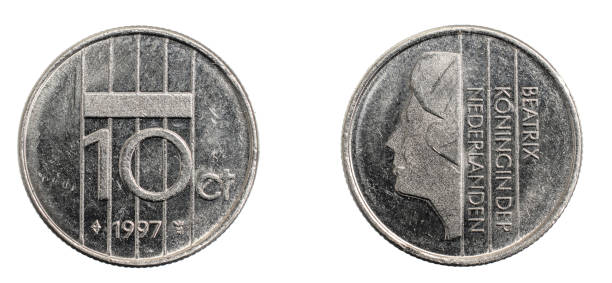 istock Netherlands ten cents coin on white isolated background 1303311182