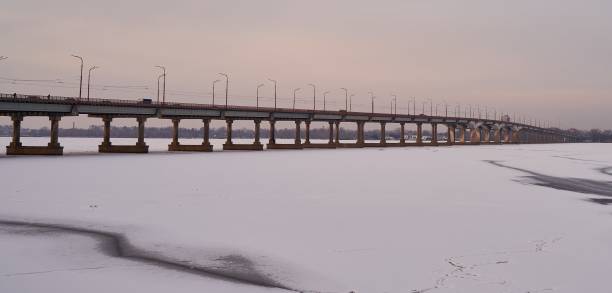 istock bridge over the frozen Dnieper river 1303315003