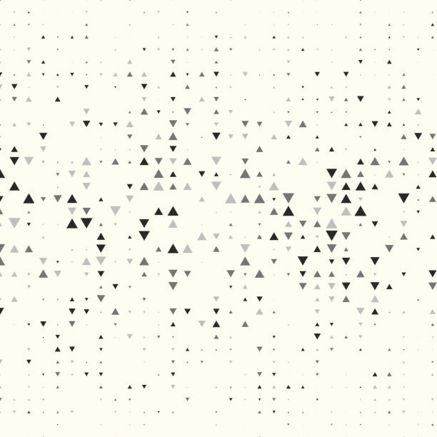 Falling triangles in matrix pattern, most are missing Solid triangles in matrix pattern. Vertical size gradient to top and bottom. triangle shape stock illustrations