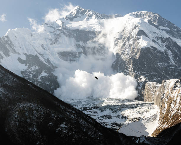 Snow avalanche on Annapurna II, Annapurna Circuit