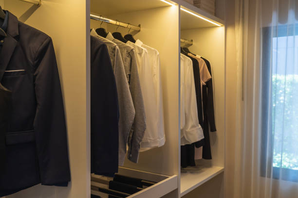 istock modern wardorbe with set of clothes 1303317260