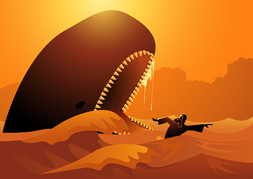 Religion vector illustration series, Jonah and the whale