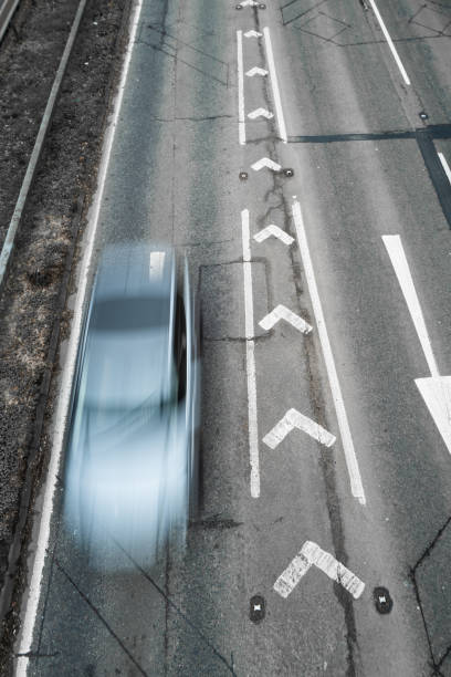 istock Speeding traffic on highway from above 1303318206