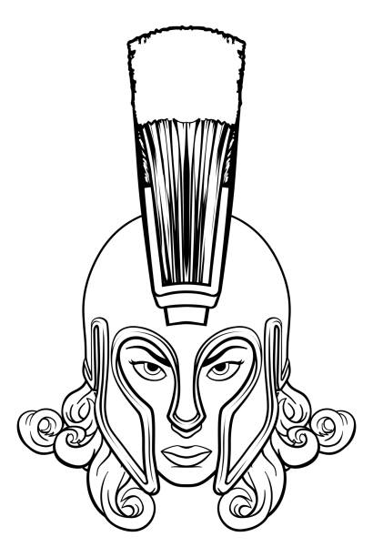 ilustrações, clipart, desenhos animados e ícones de troia espartana atena britannia mulher guerreira - hector