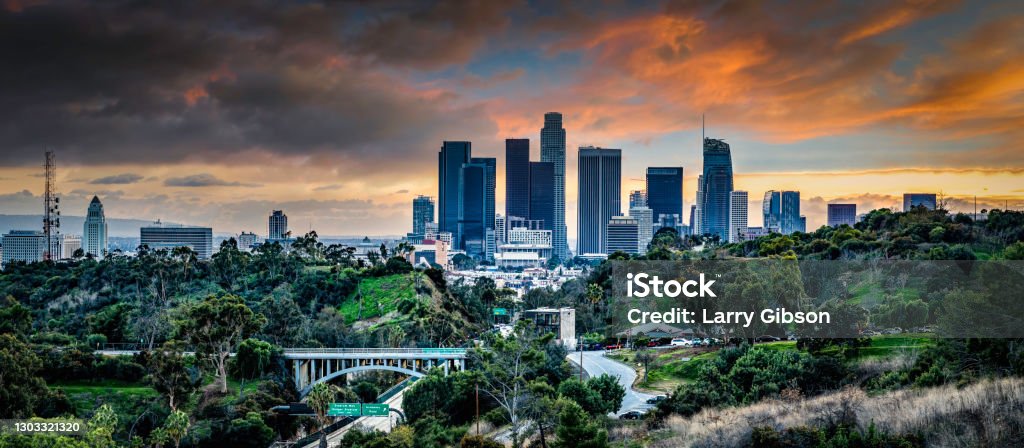 Los Angeles California at sunset Los Angeles County Museum Of Art Stock Photo