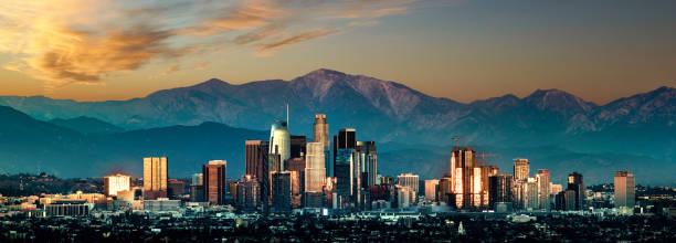 istock Los Angeles panorama sunset 1303321474