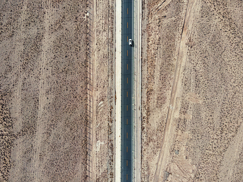 Aerial View of Highway in the Desert