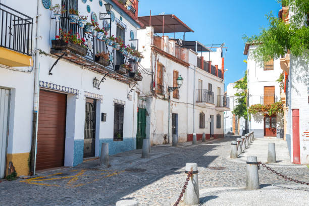 albaicin is a famous district on the top of a hill in Granada, Spain beautiful streets of albaicin district in granada, Spain granada stock pictures, royalty-free photos & images