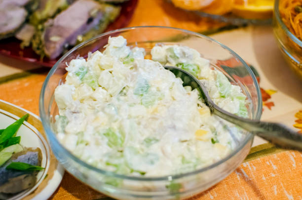 istock Homemade vegetable salad with mayonnaise. 1303329533
