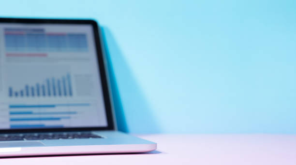 Blur of statistics charts displayed on laptop screen,Financial graph,Business analysis
