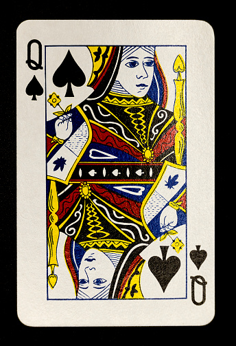 Queen of spades on white background.