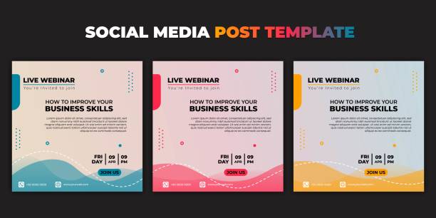Social media post template. Set of Social media with color choice design. Vector illustration of Webinar invitation banner. Social media post template. Set of Social media with color choice design. Vector illustration of Webinar invitation banner. good template for online advertising design. invitations templates stock illustrations