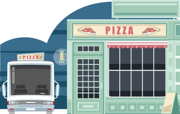 Vector illustration of Pizza restaurant