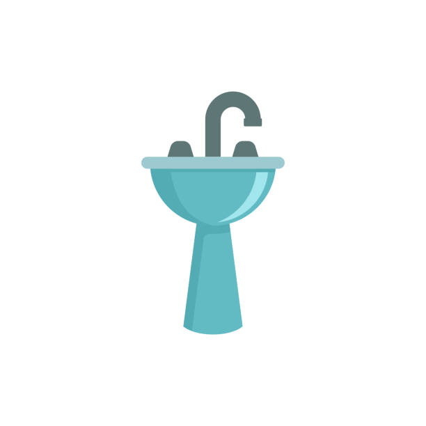 ilustrações, clipart, desenhos animados e ícones de modelo vetorial de design de ícone da pia do banheiro - bathroom sink illustrations