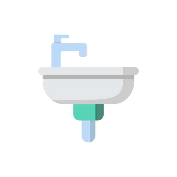 ilustrações, clipart, desenhos animados e ícones de modelo vetorial de design de ícone da pia do banheiro - bathroom sink illustrations