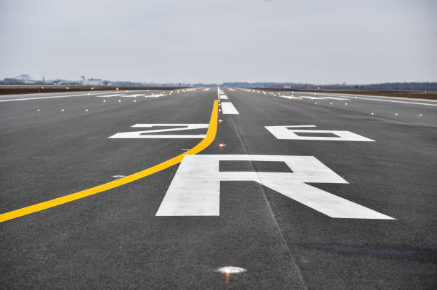istock Tarmac detail on a newly constructed airplane runway 1303344232