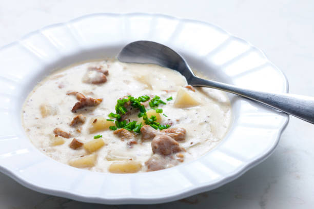 istock creamy potato soup with mushrooms 1303344257