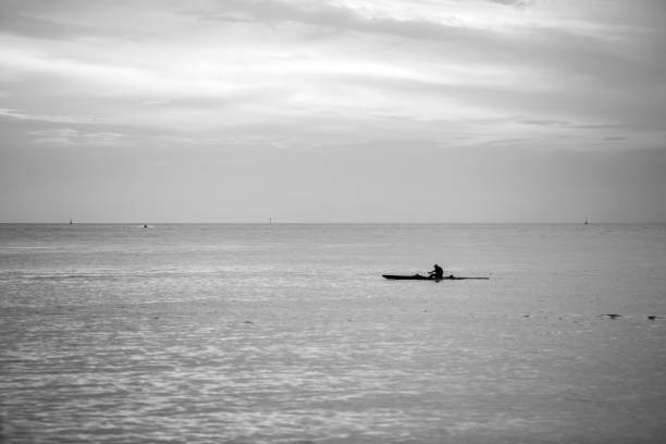 istock Man paddling a Hawaiian canoe during a late afternoon 1303344865