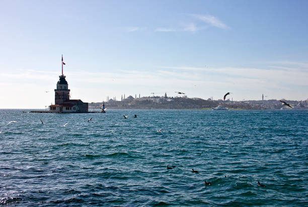 The Maiden's Tower (Turkish: Kız Kulesi), also known in the ancient Greek and medieval Byzantine periods as Leander's Tower (Tower of Leandros), sits on a small islet located at the southern entrance of Bosphorus strait 200 m (220 yd) off the coast of Üsküdar in Istanbul, Turkey.