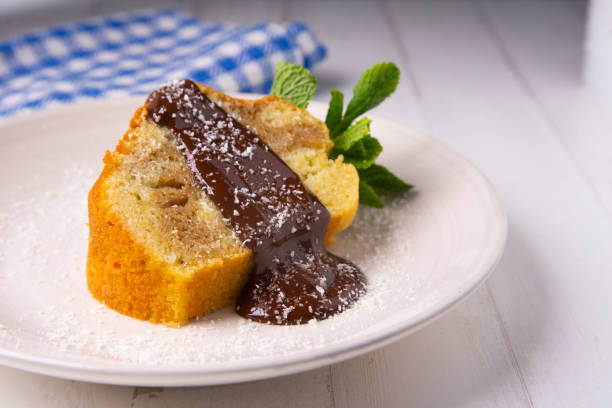 istock Coffee cake traditional spanish recipe with chocolate on the top. 1303349458