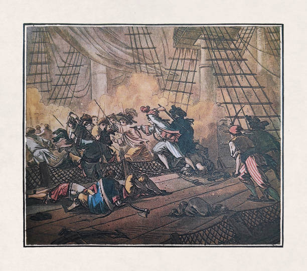 istock Old illustration of Jean Bart taking the Dutch convoy 1303350661