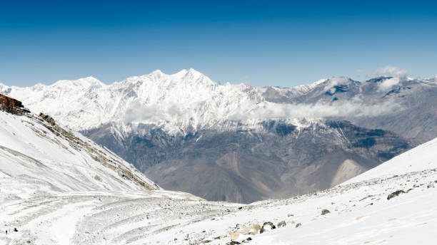 istock Way down from Thorong La pass, Annapurna Circuit 1303350674