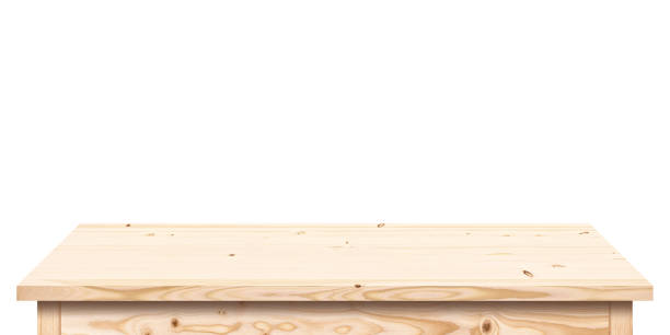istock light wood table isolated on white background, empty wooden tabletop 1303350689