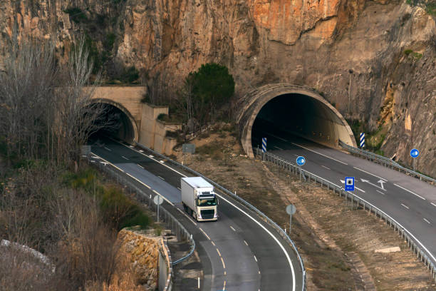 istock Two tunnels of a highway. 1303350828