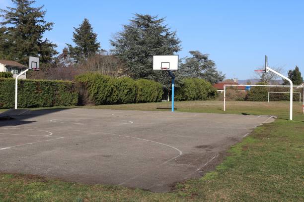 istock Tarred basketball court 1303353377