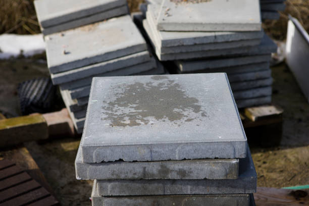 Paving slabs are used to build street pavements on a compacted gravel bed.