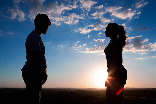 istock Silhouettes with blue sky during sunset 1303357245